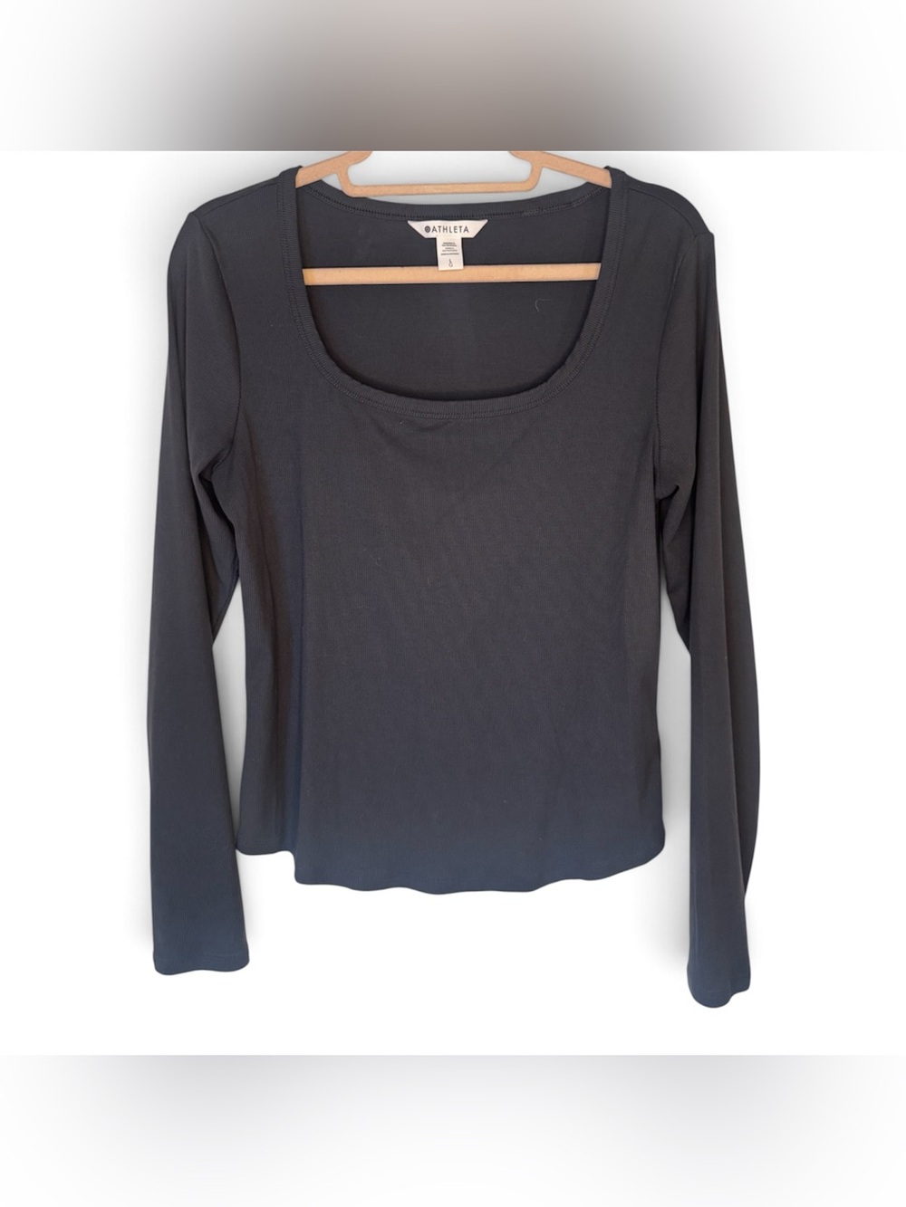 Athleta Black Scoop Neck Long Sleeve Top
